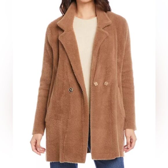 Karen Kane Sweater Coat in Camel - Picture 3 of 11
